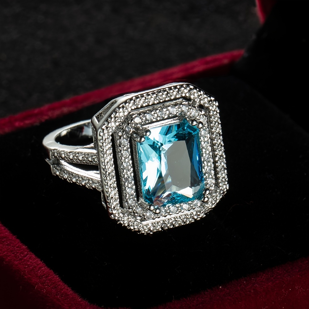 Rectangular Light Ocean Classic Men's Wedding Ring
